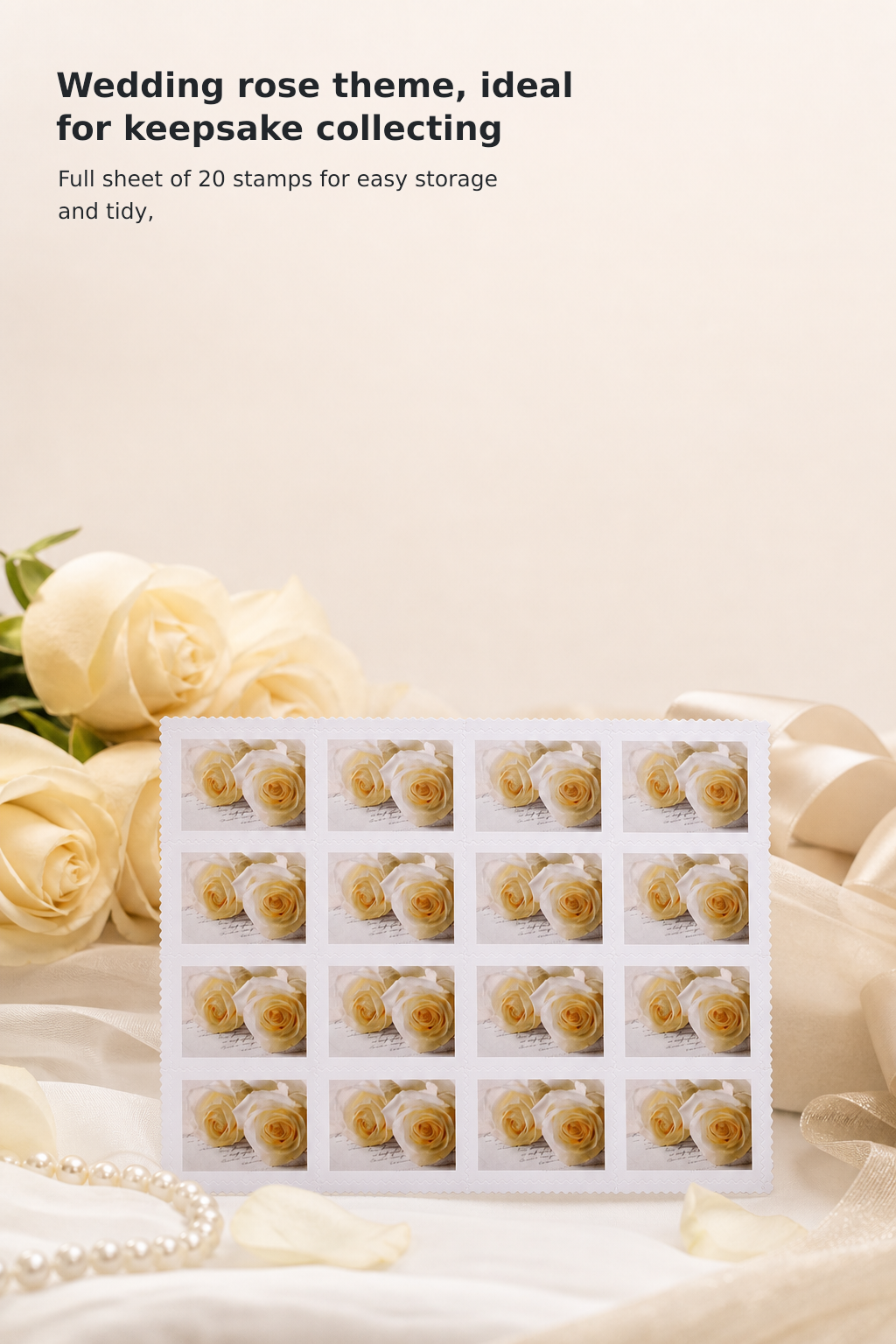 Wedding Roses Commemorative Stamp Sheet – Scott #4520, 20 Stamps