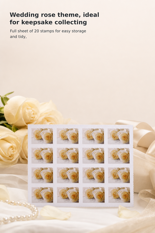 Wedding Roses Commemorative Stamp Sheet – Scott #4520, 20 Stamps