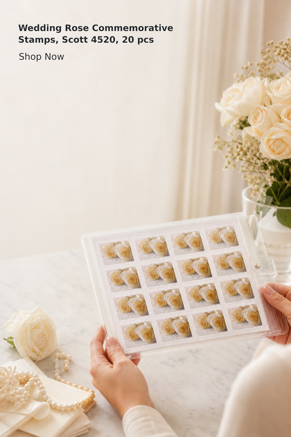 Wedding Roses Commemorative Stamp Sheet – Scott #4520, 20 Stamps